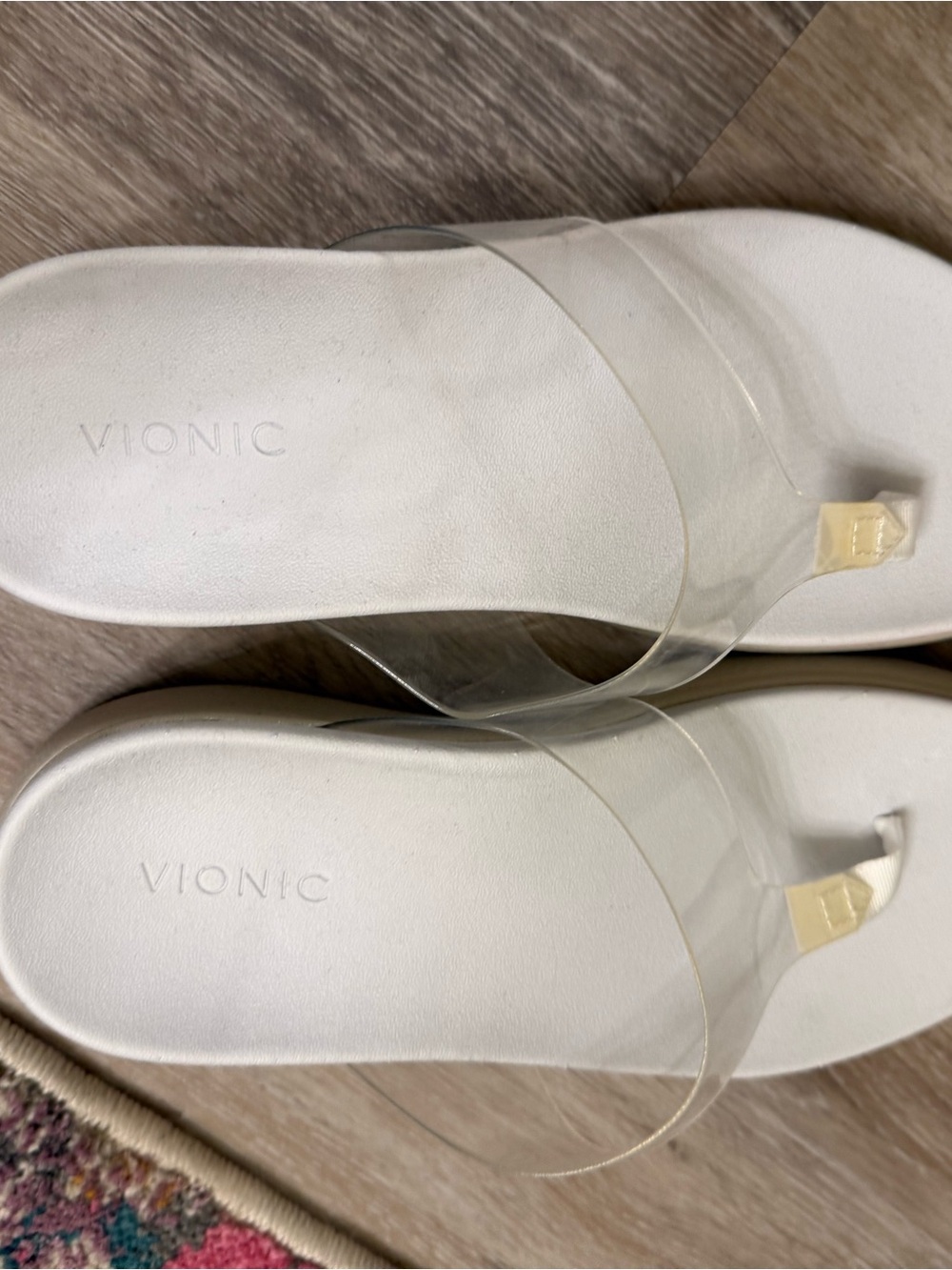 Vionic White Footbed Clear Strap Slide Sandals